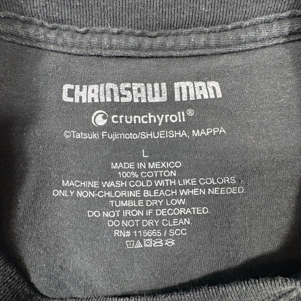 Chainsaw Man Anime Graphic T-Shirt Men's L Black Crunchyroll Denji Manga Goth - Picture 5 of 5